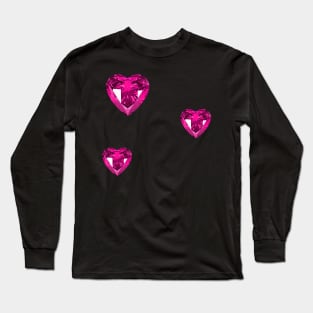 pink bejeweled bedazzled heart gems sticker pack Long Sleeve T-Shirt